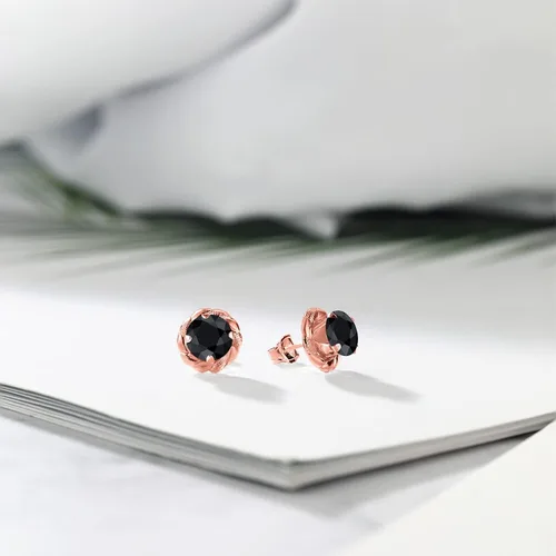 Miniatura 449 de Gem Stone King Aretes de plata de ley 925 de 0.236 in con piedra natal redonda para mujer