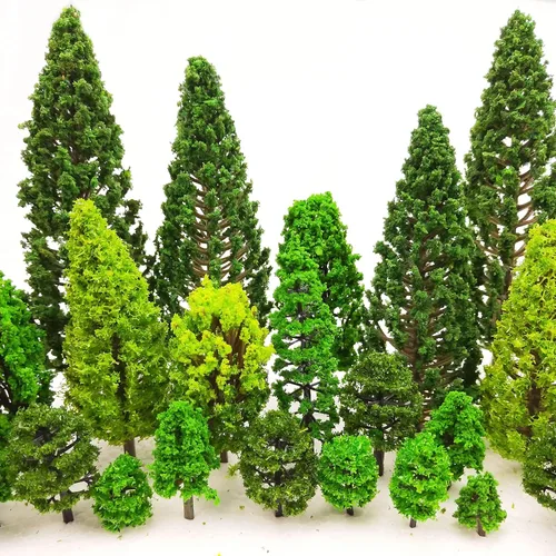 36 árboles de 1.36 a 6 pulgadas, modelo mixto, tren, paisaje, arquitectura, árboles falsos para manualidades, modelo de construcción, paisaje, verde