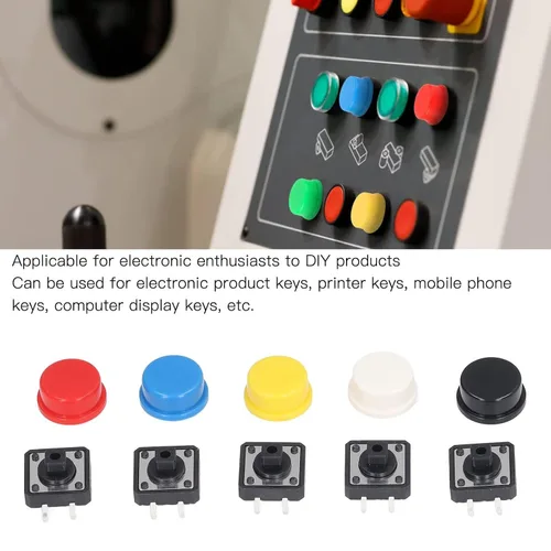 Miniatura 3 de Juego de 25 piezas de interruptor táctil táctil momentáneo multicolor interruptor táctil redondo 0.472x0.472x0.287 in 4 pin Micro interruptor táctil