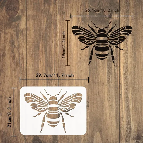 Miniatura 2 de FINGERINSPIRE Plantilla de abeja reutilizable de 8.3 x 11.7 pulgadas, plantilla de dibujo de abejorro Datura para manualidades, plantilla de pintura