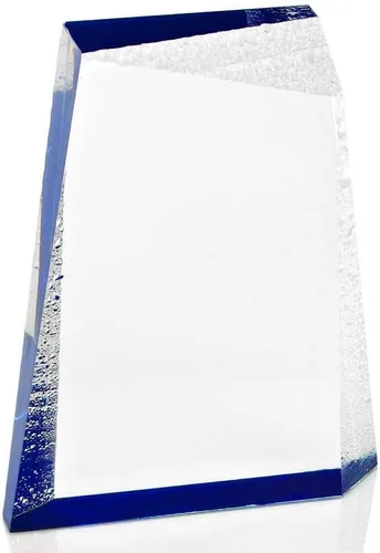 Miniatura 4 de Baudville Trofeo grabado – Pequeño trofeo glaciar acrílico con diseño de gotas azules y de agua – Grabado personalizado de hasta tres líneas