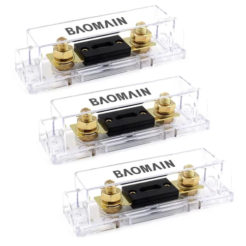 Miniatura 8 de Baomain Kit de portafusibles ANL de 300 A con fusible, terminales chapados en oro, para audio de automóvil, amplificadores, sistemas de CC de 12