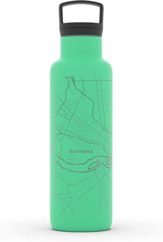 Miniatura 138 de Well Told Botella de agua aislada con mapa de Washington DC grabado, botella de acero inoxidable grabada (21 onzas, blanco) botella aislada de mapa