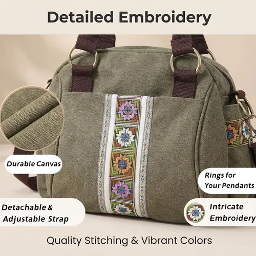 Miniatura 3 de Bolso de mano de lona para mujer, bolso cruzado vintage resistente