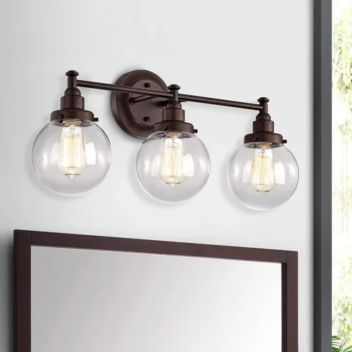 Miniatura 8 de Chloe Lighting Milo - Accesorio de tocador de baño de bronce aceitado de 3 luces de transición de 24 pulgadas de ancho