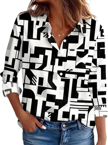 Miniatura 20 de CBOO Camisas resistentes a las manchas para mujer, sin arrugas y sin planchado, blusa de manga larga con botones para oficina Blanco resistente a