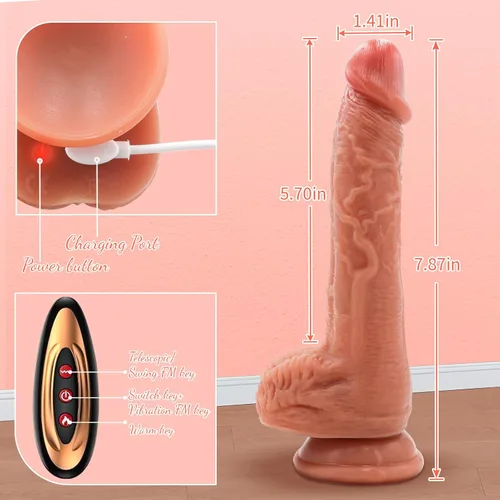 Miniatura 3 de Juguetes sexuales para adultos con control remoto para mujeres, consolador realista de silicona de 7.87 pulgadas con pene y ventosa fuerte para uso