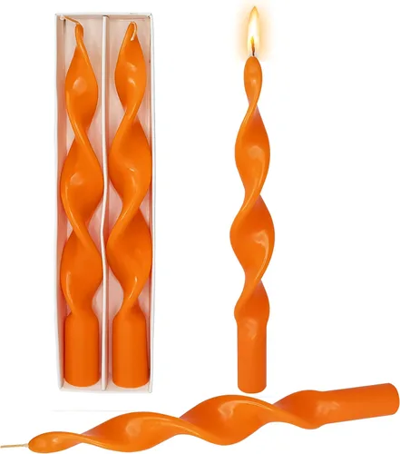 Miniatura 7 de Velas cónicas en espiral color naranja, velas torcidas de 8 pulgadas, 5 horas, sin perfume, hechas a mano, juego de 4 velas giratorias para boda