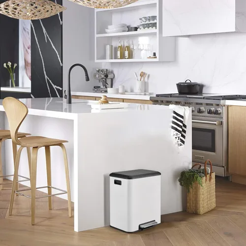 Miniatura 8 de Cubo de basura rectangular de doble compartimento para reciclaje de cocina con tapa de cierre suave, acero inoxidable de 2 x 4 galones
