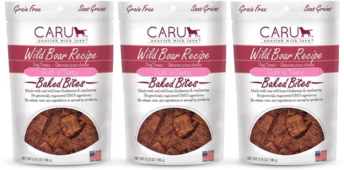 Miniatura 20 de Caru Soft n' Tasty Baked Bites Salmon Bites - Golosinas para perros para entrenamiento, carne real con arándanos y arándanos, bolsas de 4 onzas
