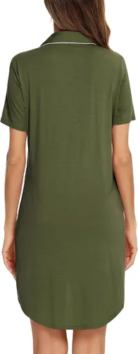 Miniatura 128 de Samring Camisón de pijama para mujer, manga corta/larga, con botones, camisón para dormir, camisón para novio, talla XXL