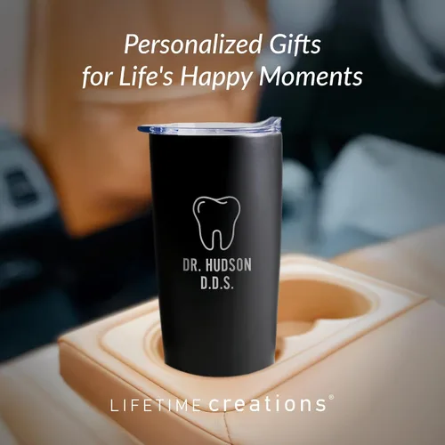 Miniatura 8 de Lifetime Creations Vaso de dentista personalizado grabado con tapa de 20 onzas (negro) – Regalo personalizado para dentista, taza de viaje de café