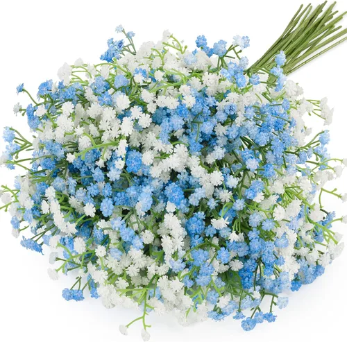 Miniatura 23 de N&T NIETING - Ramo de 10 flores artificiales de aliento de bebé, gypsophila falsa, toque real, arreglo de flores artificiales para bodas, fiestas