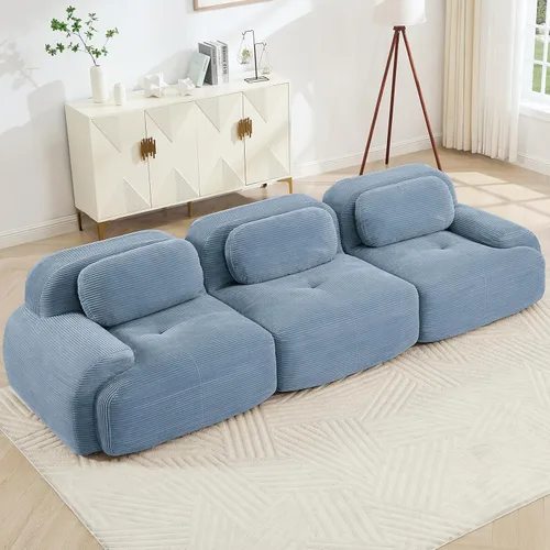 Miniatura 33 de Juego de sofás seccionales sin hueso de 117 pulgadas para sala de estar, modular en forma de L y sofá de 3 plazas con asiento profundo, almohadas
