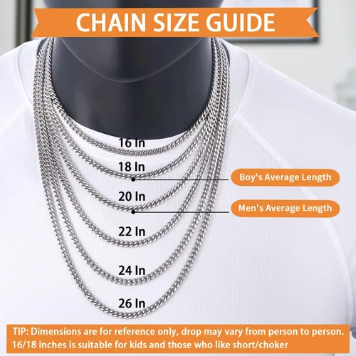 Miniatura 3 de Jewlpire 5MM Silver ChainBlack ChainGold Chain for Men Boys, 18k Real Gold Plated Miami Mens Cuban Link Chain Necklace, Mens Chain Necklaces