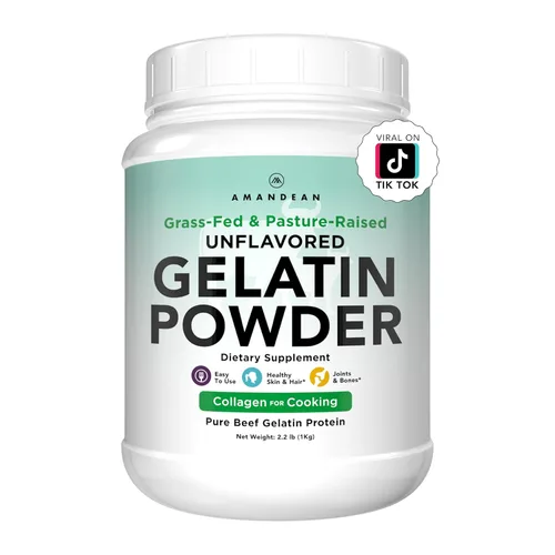 Beef Gelatin, Gelatina en polvo de vacuno alimentado a pasto (XL 2.2 libras) | sin sabor | Suplemento proteico anti-edad | 18 Aminoácidos para tener