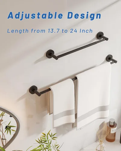 Miniatura 2 de Fixsen - Toallero ajustable, toallero de baño de 13.7 a 24 pulgadas, toalleros individuales de acero inoxidable SUS304 para baño, montaje en pared