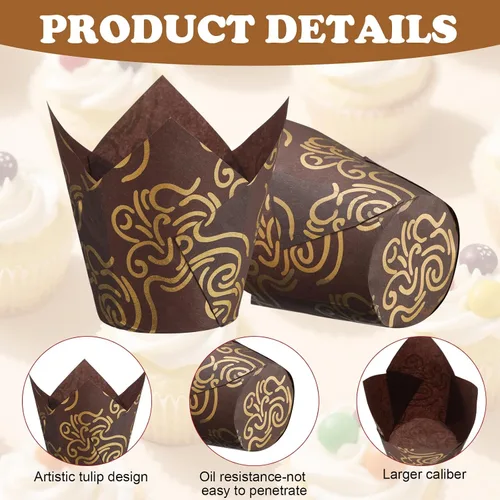 Miniatura 2 de 600 forros para magdalenas, moldes de tulipán para hornear cupcakes, tulipanes para hornear brownies, envoltorios de papel a prueba de grasa