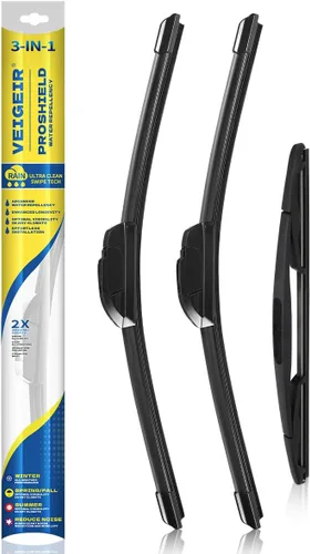Paquete de 3 plumas limpiaparabrisas delanteros y traseros para automóviles, calidad original de fábrica, 15 pulgadas, 15 pulgadas, 13 pulgadas