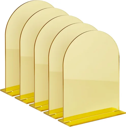Miniatura 10 de Letrero acrílico negro de arco de 4x6 pulgadas con soporte Juego de 10 letreros acrílicos arqueados en blanco con base para números de mesa