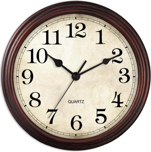 Reloj de pared de 9 pulgadas, silencioso sin tictac, clásico, funciona con pilas, decorativo para sala de estar, dormitorio, baño, cocina y oficina