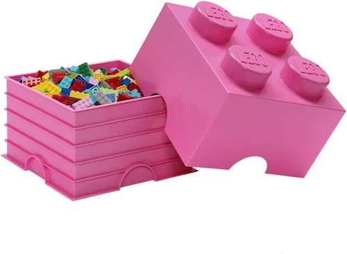 Miniatura 2 de LEGO Ladrillo de Almacenamiento 4 – botones Naranja – Caja de Almacenamiento de Plástico Apilable con Tapa para Niños y Adultos, Organizador