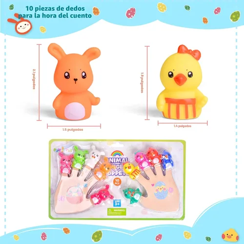 Miniatura 5 de FUN LITTLE TOYS 10 piezas de recuerdos de fiesta de Pascua para niños con marionetas de dedo de pollito, rellenos surtidos de huevos de Pascua