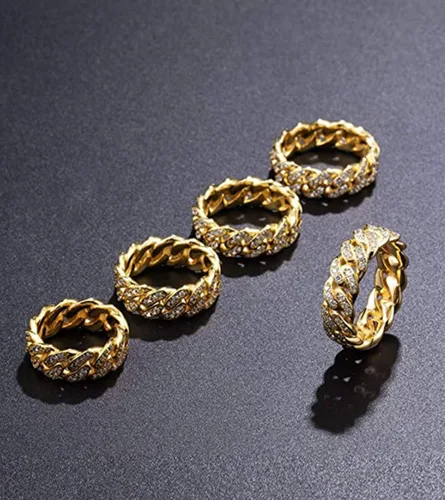 Miniatura 2 de Tanyoyo Anillos de cadena de eslabones cubanos de banda ancha de 0.276 in para mujeres y niñas, regalo del día de la madre