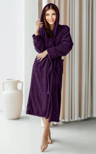 Miniatura 5 de NY Threads Bata larga de felpa con capucha para mujer