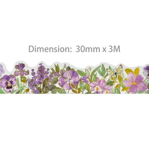 Miniatura 2 de allydrew Cinta washi de lámina dorada metálica floral paisaje, 1.181 in x 9.8 ft, violetas dulces