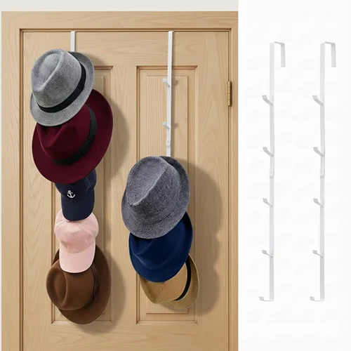MyGift 2 organizadores de sombreros sobre la puerta, colgador de puerta, almacenamiento de exhibición, 5 ganchos resistentes, para abrigo, bufanda,