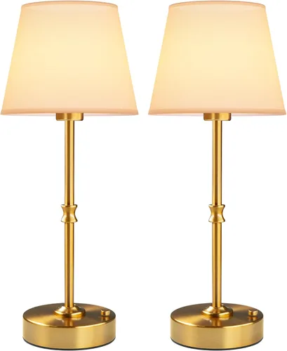 Miniatura 14 de EppieBasic Lámpara de mesa inalámbrica recargable: carga rápida y larga duración, luz cálida de 2700 K, pequeñas lámparas doradas vintage, comedor