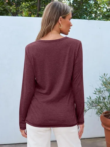Miniatura 9 de SUNBS Paquete de 3 camisas de manga larga para mujer, ajuste holgado, ropa de otoño, ropa de moda 2025, camisetas básicas de entrenamiento, trajes