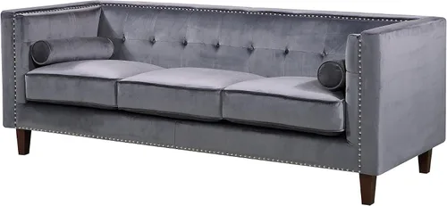 Miniatura 27 de Container Furniture Direct S5370-S Kittleson Velvet Upholstered Modern Chesterfield Sofa with Nailhead Trim, Gray