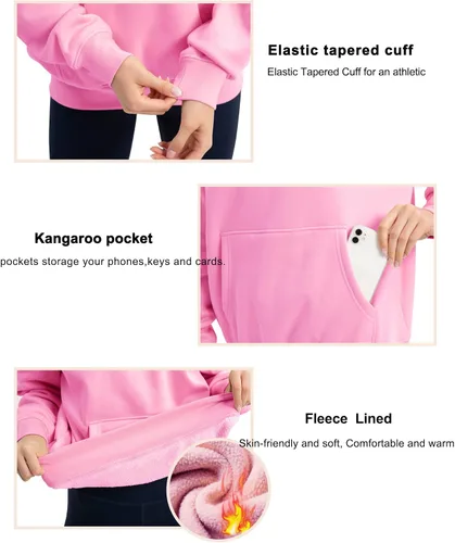 Miniatura 5 de THE GYM PEOPLE Sudadera con capucha de gran tamaño para mujer, ajuste holgado, forro polar suave, con bolsillos
