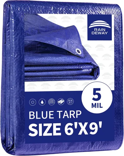 Miniatura 19 de RAINDEWAY Tarps - Lona impermeable de color azul de 4 x 16 pies de grosor, resistente a desgarros, multiusos, para techo, campamento, automóvil
