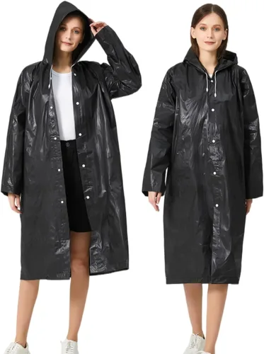 Miniatura 9 de Ponchos de lluvia para adultos, mujeres y hombres (paquete de 2 a 5), impermeables reutilizables de EVA con capucha, equipo de lluvia portátil