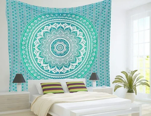 Miniatura 3 de Popular Handicrafts Original Ombre - Tapiz indio Mandala para pared, ornamento hippie, colcha bohemia con brillo metálico