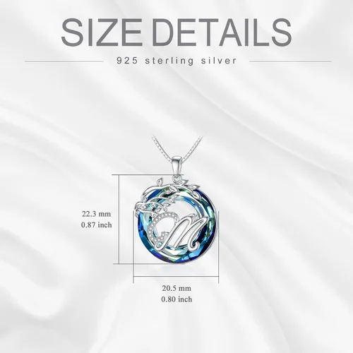 Miniatura 6 de TOUPOP Regalos para mujeres, collar con colgante de letra inicial de la A a la Z con círculo azul, joyería de cristal para mujeres, su madre