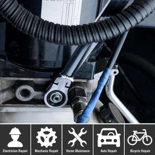 Miniatura 5 de DURATECH Llave de trinquete extralarga de cabeza flexible 8 * 9 mm, métrica, acero CR-V