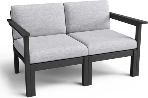 Miniatura 25 de Stoog Banco de Exterior para 2 Personas para Todo Clima, Capacidad de 800 libras Banco de Jardín de Plástico HIPS para Patio, Patio Trasero, Porche