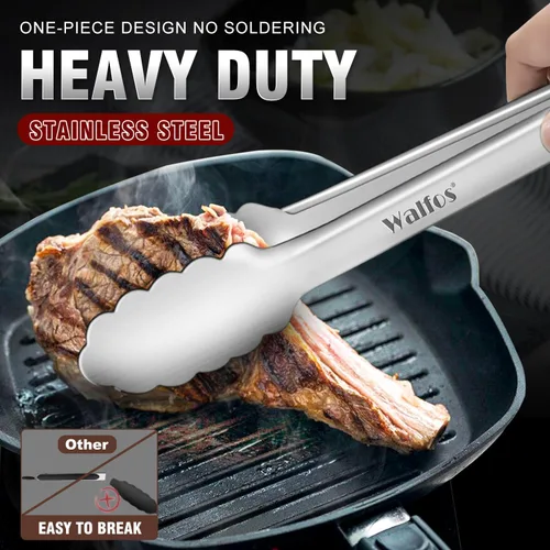 Miniatura 2 de Walfos Juego de 2 pinzas de parrilla extralargas de 17 pulgadas, pinzas de acero inoxidable para asar, cocinar, barbacoa/barbacoa, bufé y torneado 2
