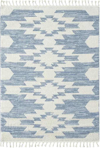 Miniatura 3 de LUXE WEAVERS Ibiza Collection 8068 - Alfombra geométrica suroeste, color azul, 5 x 7