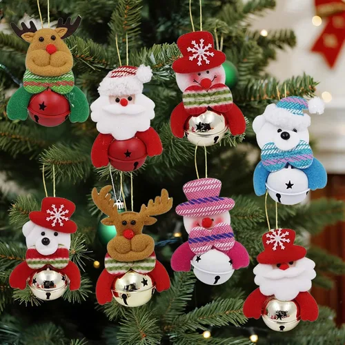 Miniatura 4 de Happy Trees Juego de adornos de felpa para árbol de Navidad para decoración de fiesta en el hogar, muñeco de nieve colgante de Navidad, alce, Papá