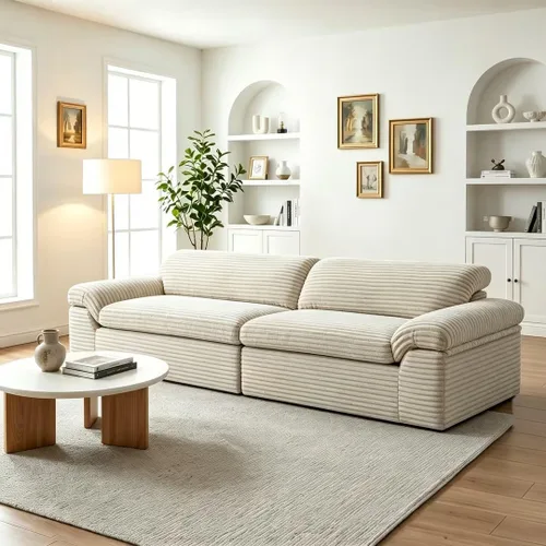 Miniatura 11 de Vesgantti 106" Boneless Couch with Chaise, U Shaped Deep Seat Comfy Cloud Modular Sofa Chenille Memory Foam Sectional Couches for Living Room