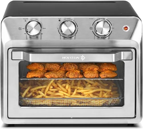 Holstein Housewares Horno de freidora de aire de 21QT. Horno de sobremesa multifunción para tostar, hornear, asar, asar y freír al aire con puerta