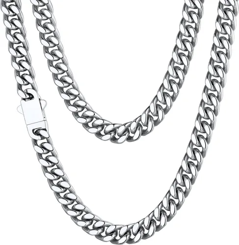 ChainsHouse - Cadena de acero inoxidable para hombre, negrooro de 18 quilates, de 1364, 932, 2364, 1532, 3564 pulgadas de ancho, sin deslustre y