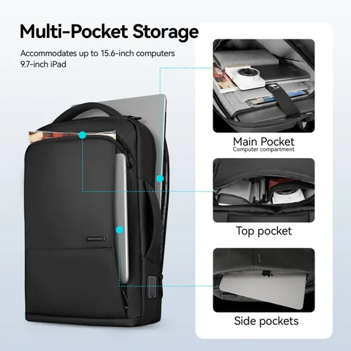 Miniatura 2 de Mochila para pequeñas empresas, inteligente 3 en 1 para laptop para hombres y mujeres, se adapta a laptop 15.6 con puerto USB, bolsa de viaje