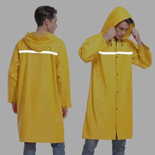 Miniatura 2 de Chaqueta de lluvia de seguridad larga con capucha para hombre, impermeable, poncho de emergencia