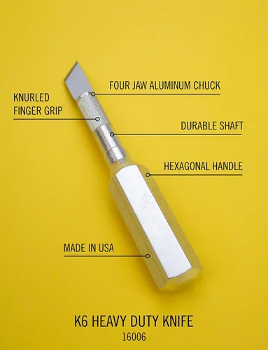 Miniatura 6 de Excel Blades K6 - Cuchillo de precisión resistente – Mango de metal hexagonal con hoja en ángulo #19 – Cuchillo artesanal de fácil cambio